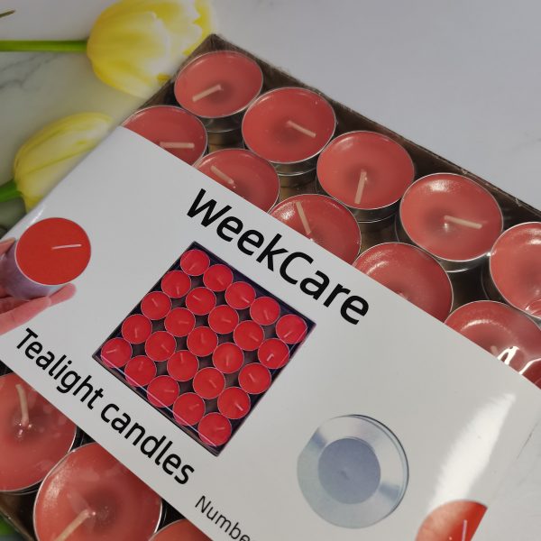 WeekCare Tealight Candles – Red Scented Tea Lights - Image 6